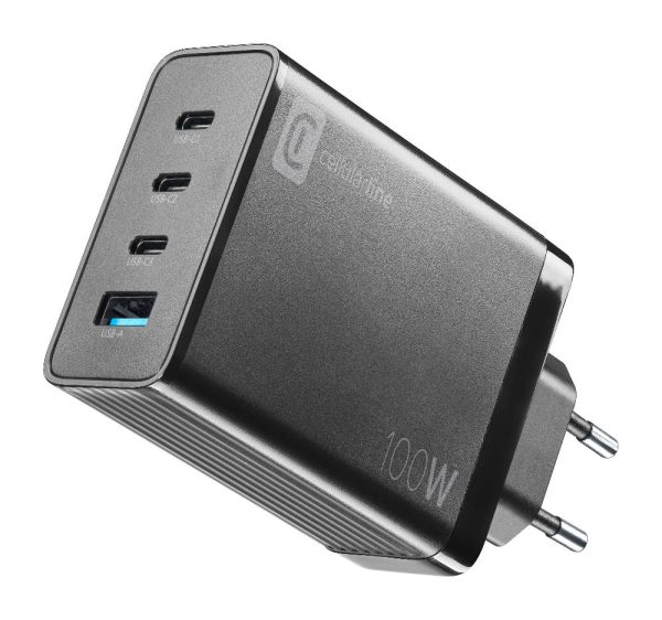 Carregador Cellularline Nano Gan 3x USB-C + 1x USB-A 100W Preto Online