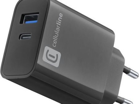 Carregador Cellularline Casa Multipower 1x USB-A + 1x USB-C 32W Preto Discount