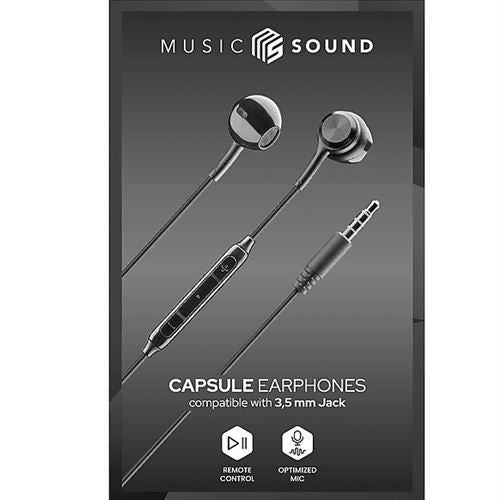 Auriculares Music & Sound Capsule AUCAPSULEMSREMOTEK Preto Online Sale