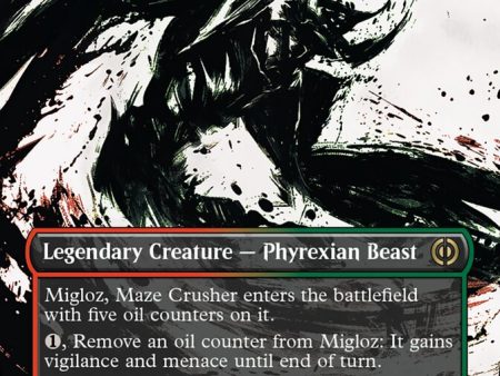 Migloz, Maze Crusher (Borderless Ichor Step-and-Compleat Foil) [Phyrexia: All Will Be One] Supply