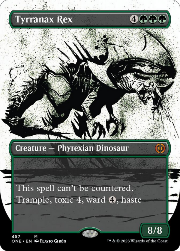 Tyrranax Rex (Borderless Ichor Step-and-Compleat Foil) [Phyrexia: All Will Be One] Hot on Sale