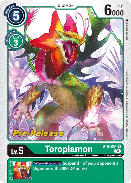 Toropiamon [BT6-051] [Double Diamond Pre-Release Cards] Supply