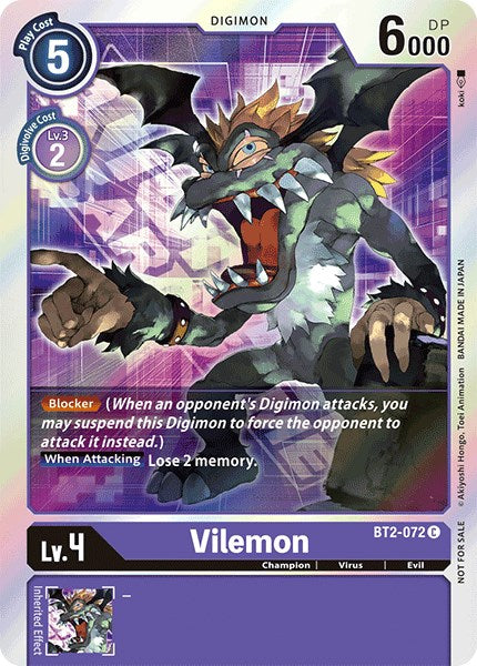 Vilemon [BT2-072] (Event Pack 1) [Release Special Booster Promos] Online Sale