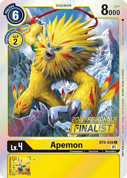 Apemon [BT6-038] (2022 Championship Online Regional) (Online Finalist) [Double Diamond Promos] Supply